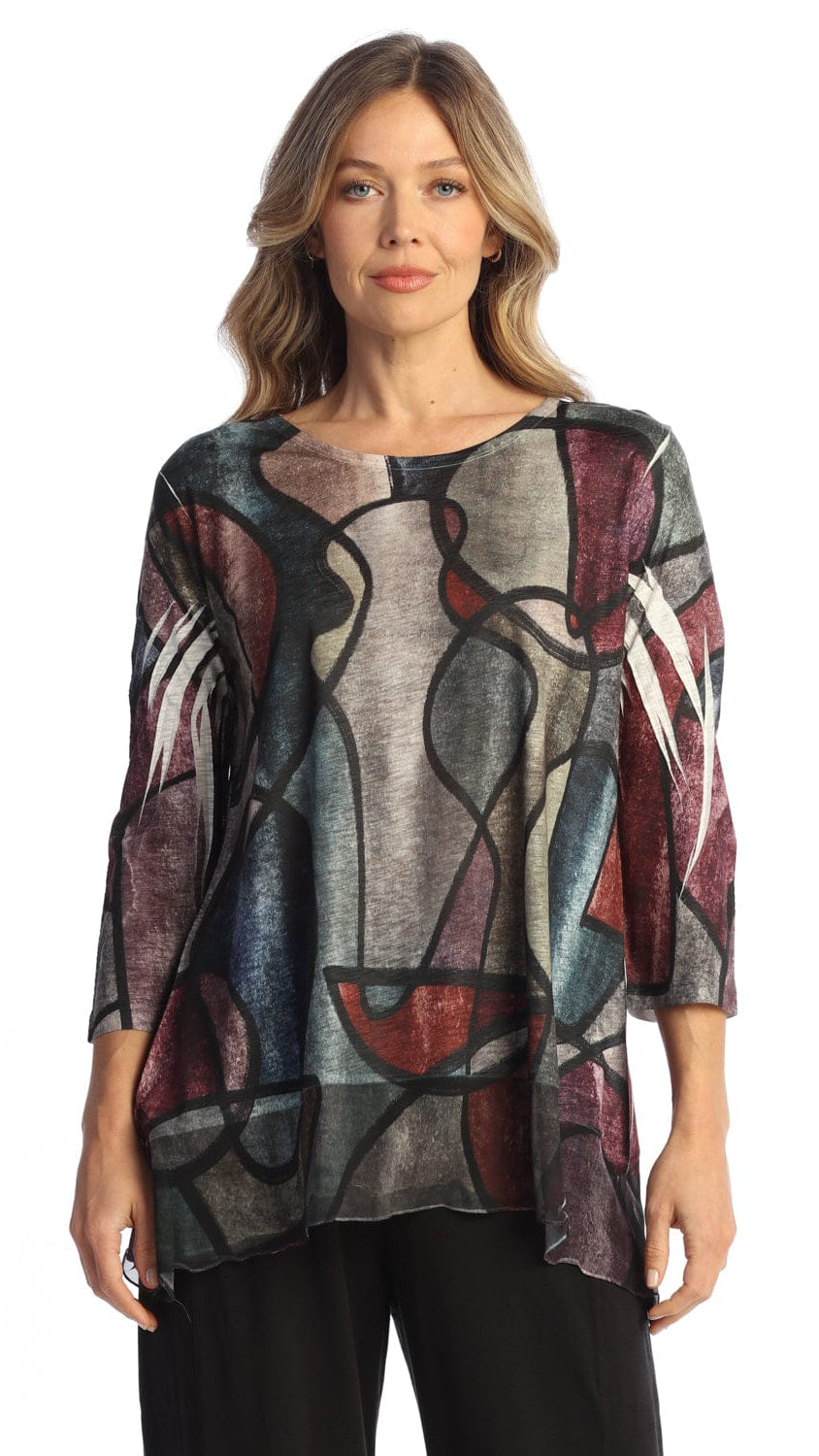 Jess & Jane Tunics Jess & Jane Burnout Chiffon Contrast Tunic Jess & Jane Burnout Chiffon Contrast Tunic