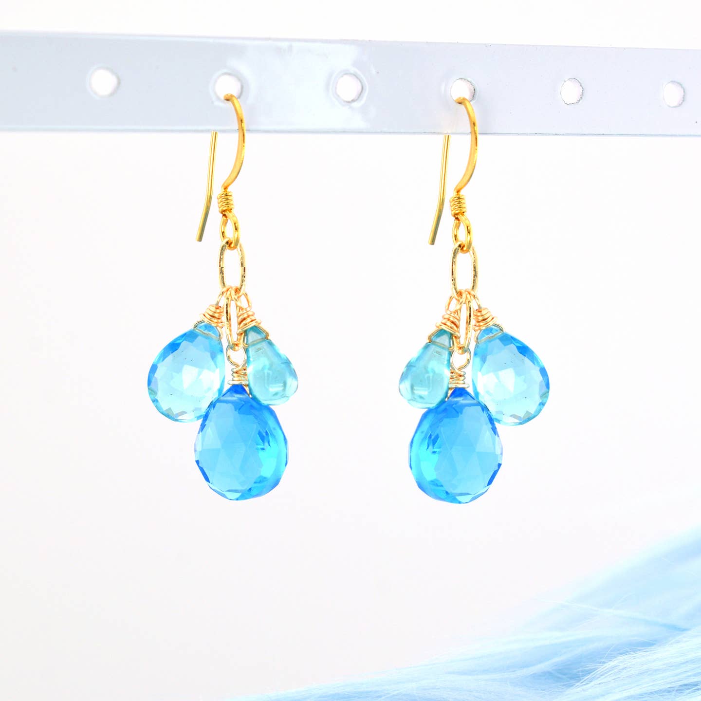 Edgy Petal Earrings Edgy Petal Blue Quartz Cluster Gold Earrings 91420126 Edgy Petal Blue Quartz Cluster Gold Earrings