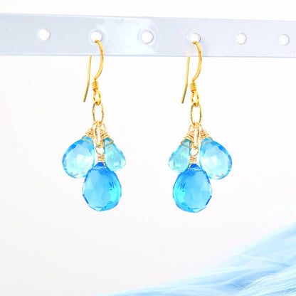 Edgy Petal Earrings Edgy Petal Blue Quartz Cluster Gold Earrings 91420126 Edgy Petal Blue Quartz Cluster Gold Earrings