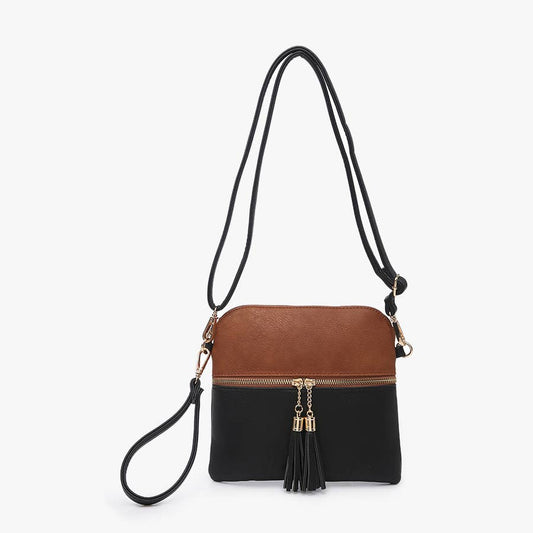 Jen & Co Tara Double Zip Vegan Leather Crossbody