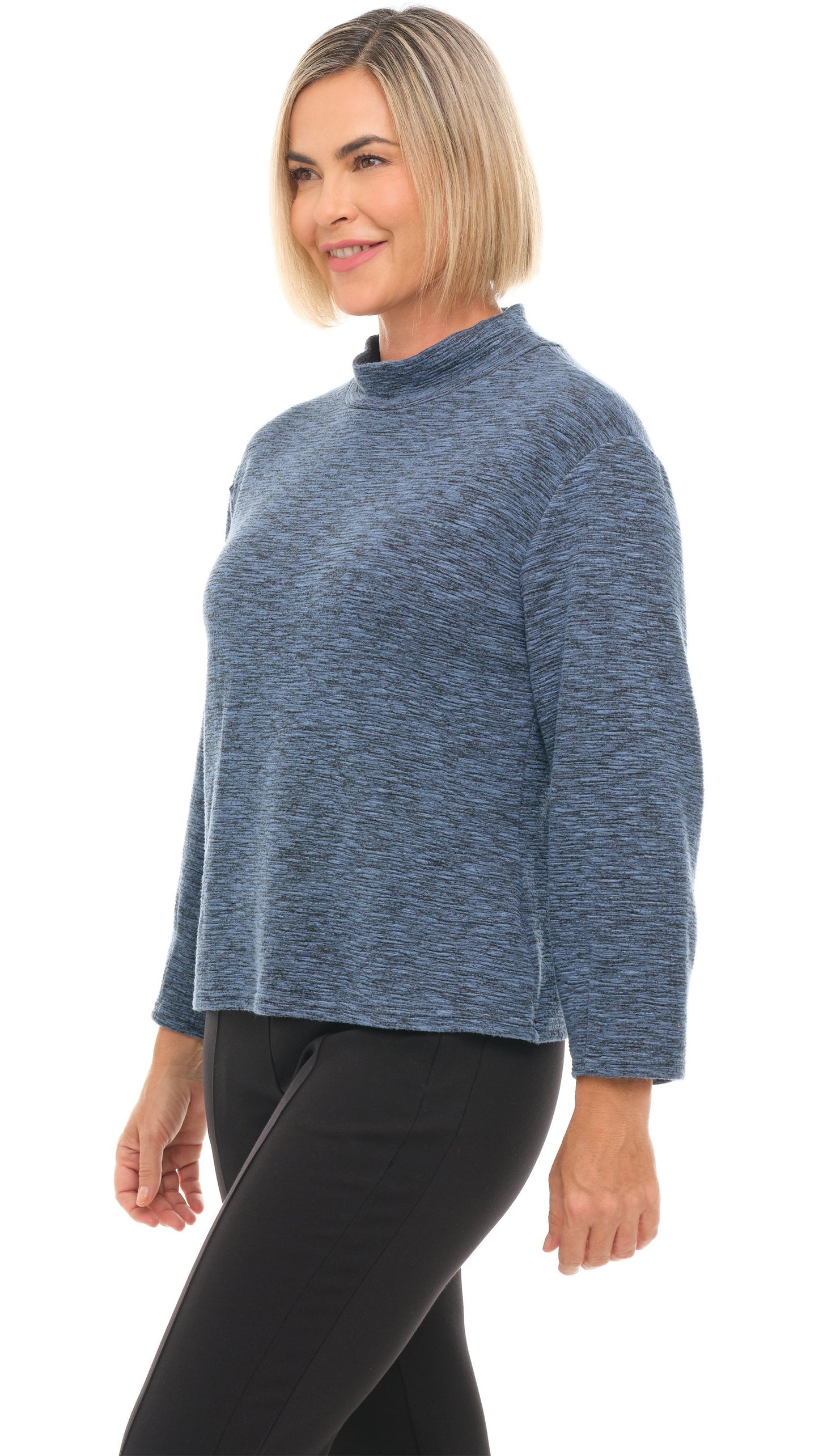 Cut Loose Crimped Mock Neck Top - Multiple Colors