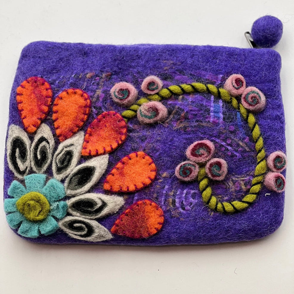 Flower Felted Coin Purse - Multiple Colors