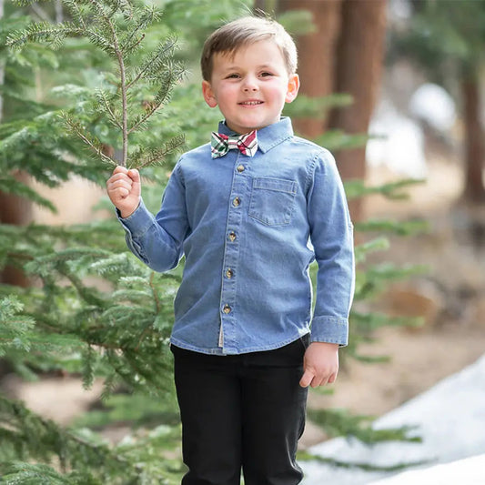 RuffleButts Denim Button Down Shirt