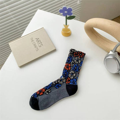 Floral Wide-Cuff Socks - Multiple Colors