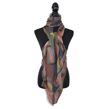 Dupatta Cressida Striped Leaf Print Scarf - Multiple Colors