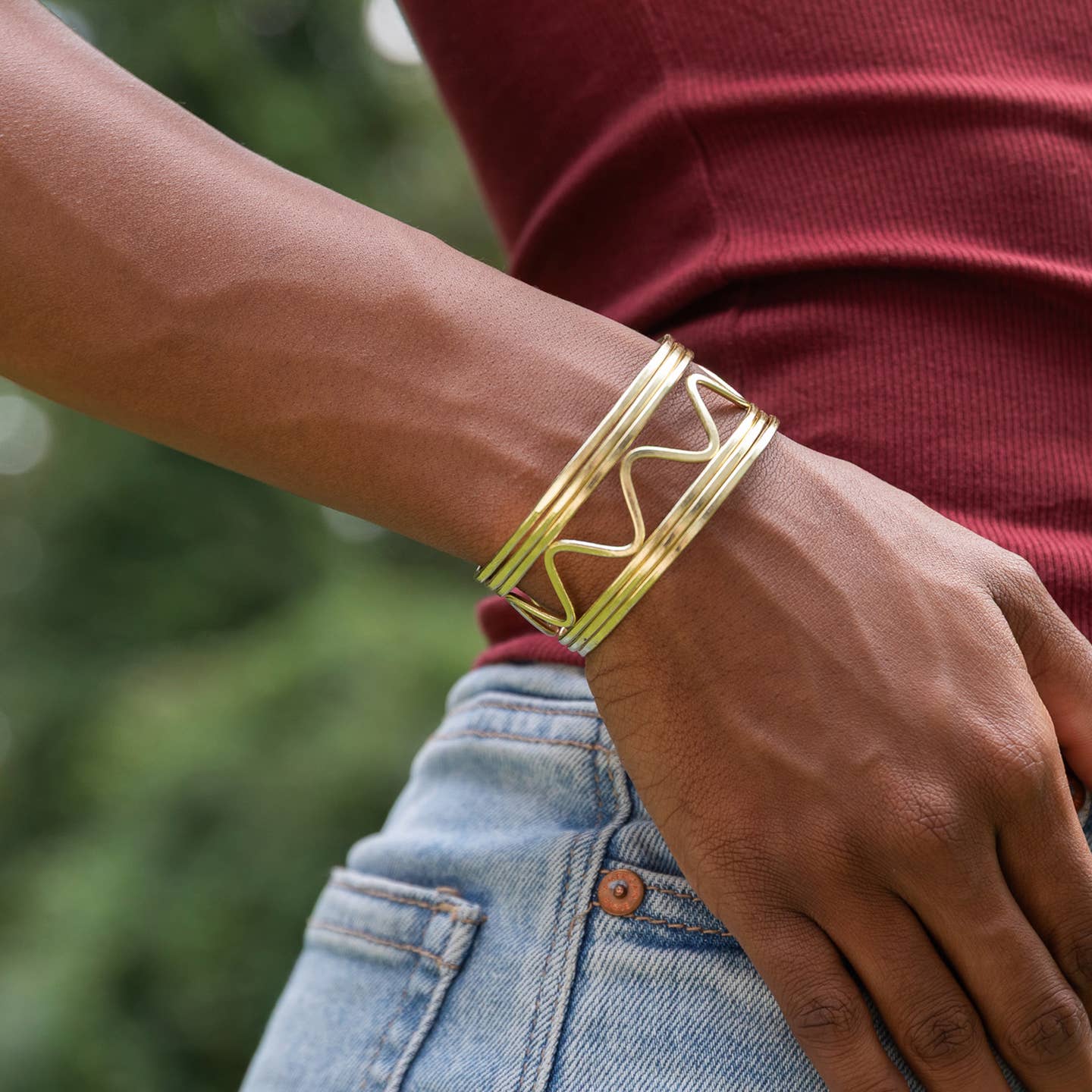 Anju Jewelry Bracelets Anju Jewelry Gold Zig-Zag Wire Cuff Bracelet 72535006 Anju Jewelry Gold Zig-Zag Wire Cuff Bracelet
