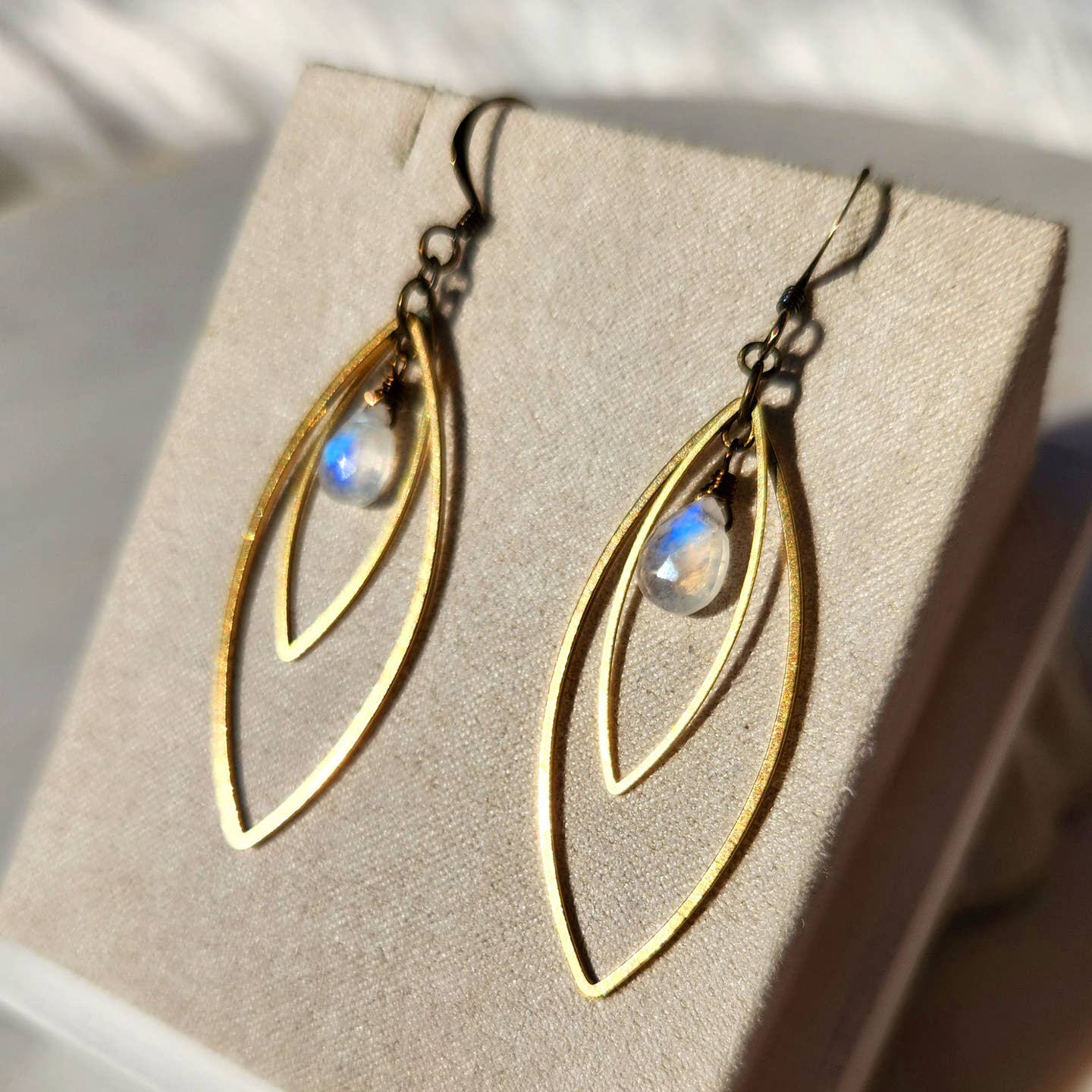Edgy Petal Earrings Edgy Petal Rainbow Moonstone Double Marquis Earrings Edgy Petal Rainbow Moonstone Double Marquis Earrings