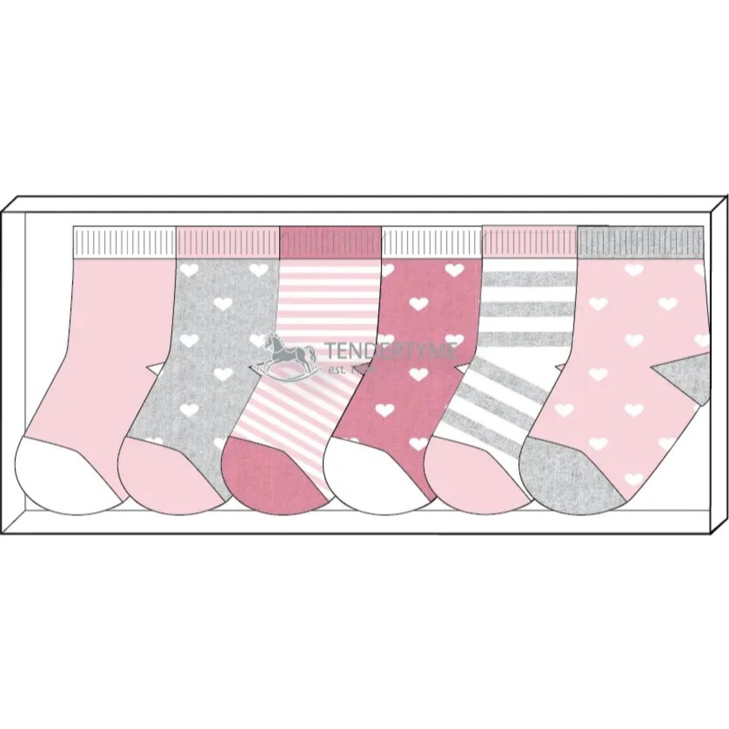 Rose Textiles 6 Pack Socks - Multiple Colors