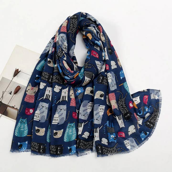 Cartoon Cat Scarf - Multiple Colors