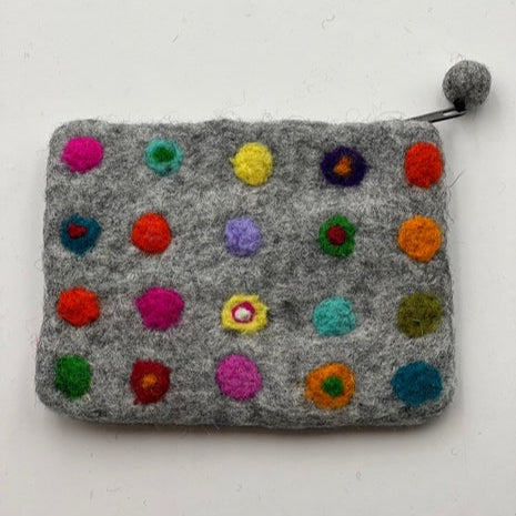 Felted Dot Coin Purse - Multiple Colors