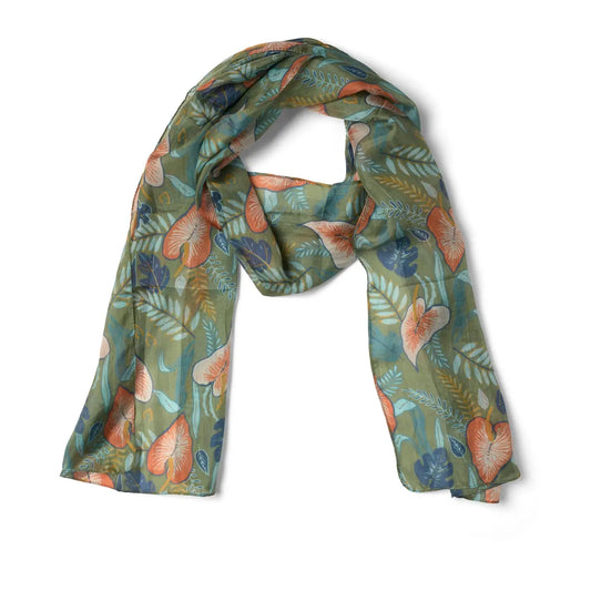 Quintessential Fiji Green Silk Scarf