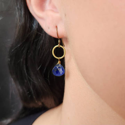 Edgy Petal Delicate Lapis Circle Earring