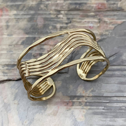 Anju Jewelry Bracelets Anju Jewelry Gold Wave in Frame Cuff Bracelet 97536990 Anju Jewelry Gold Wave in Frame Cuff Bracelet