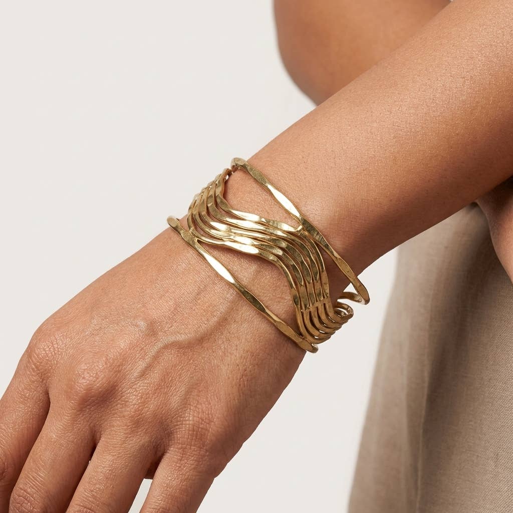 Anju Jewelry Bracelets Anju Jewelry Gold Wave in Frame Cuff Bracelet 97536990 Anju Jewelry Gold Wave in Frame Cuff Bracelet
