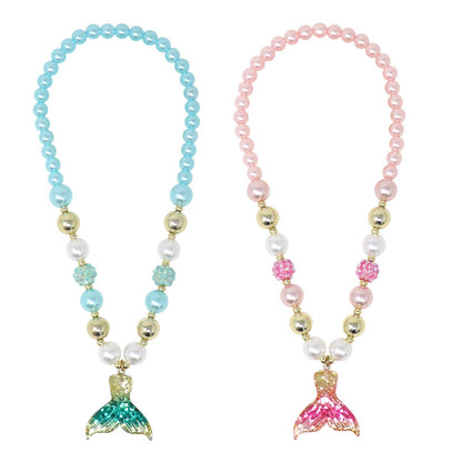 Pink Poppy Mermaid Tail Necklace - Multiple Colors