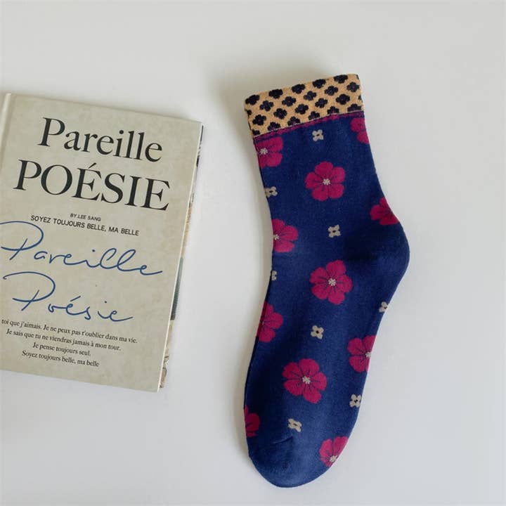 Vibrant Colorful Floral Mid-Calf Socks - Multiple Colors