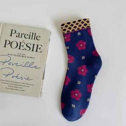 Vibrant Colorful Floral Mid-Calf Socks - Multiple Colors