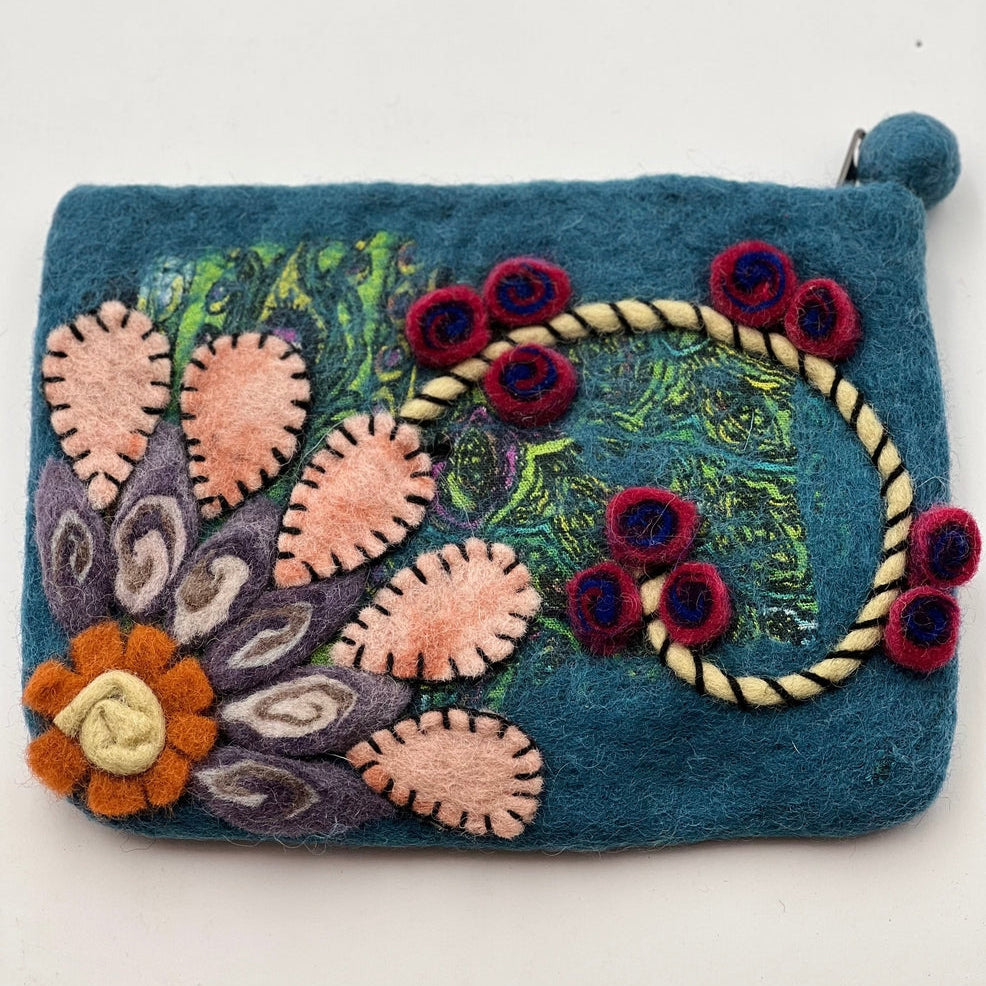 Flower Felted Coin Purse - Multiple Colors