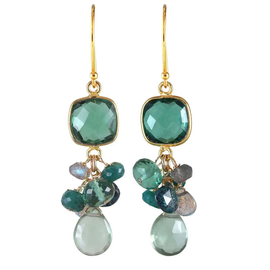 Alicia Van Fleteren Green Quartz, Kyanite, Topaz & Labradorite Earrings