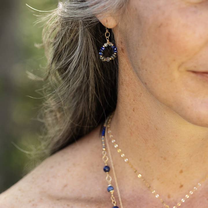 Anne Vaughan Blue Moon Lapis Hoop Earring