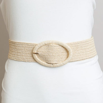 Leto Accessories Belts Raffia Oval Buckle Belt - Multiple Colors 03719902 Raffia Oval Buckle Belt - Multiple Colors