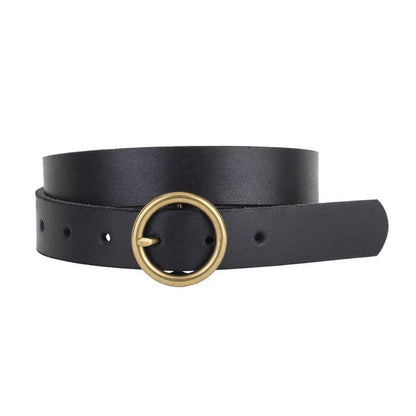 Leather Copper-Toned Buckle Belt - Multiple Colors
