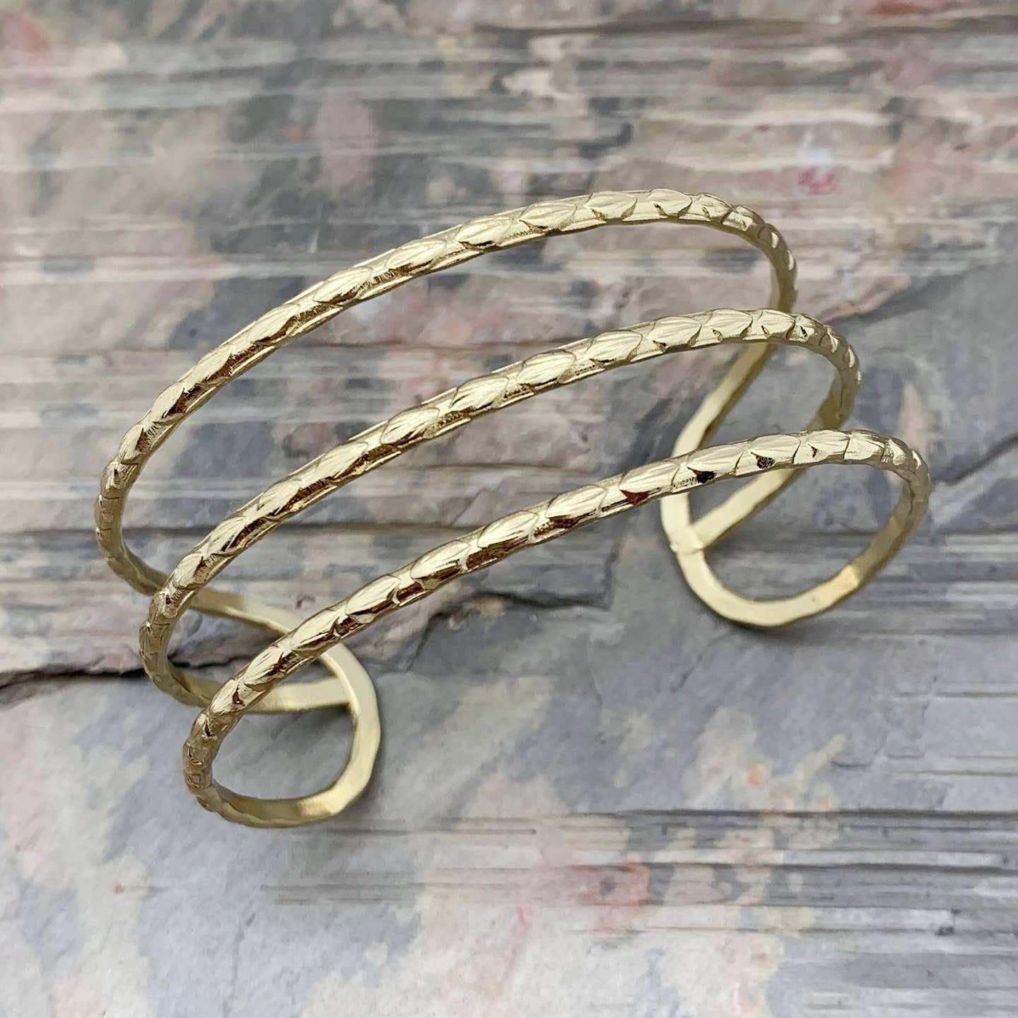 Anju Jewelry Bracelets Anju Jewelry Gold 3 Textured Bands Bracelet 70208478 Anju Jewelry Gold 3 Textured Bands Bracelet