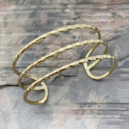 Anju Jewelry Bracelets Anju Jewelry Gold 3 Textured Bands Bracelet 70208478 Anju Jewelry Gold 3 Textured Bands Bracelet