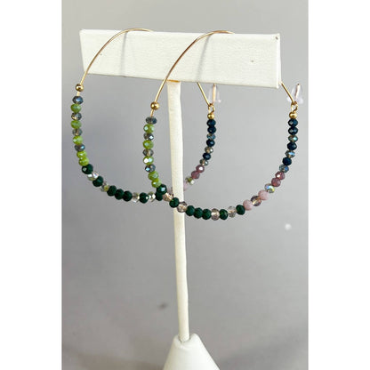 Luisa Oak Tree Green Hoop Earring