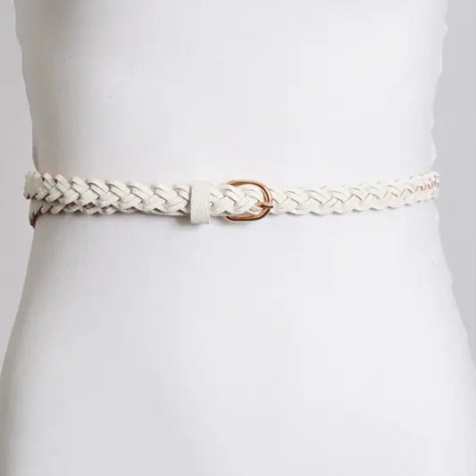 Vegan Leather Skinny Braided Belt - Multiple Colors