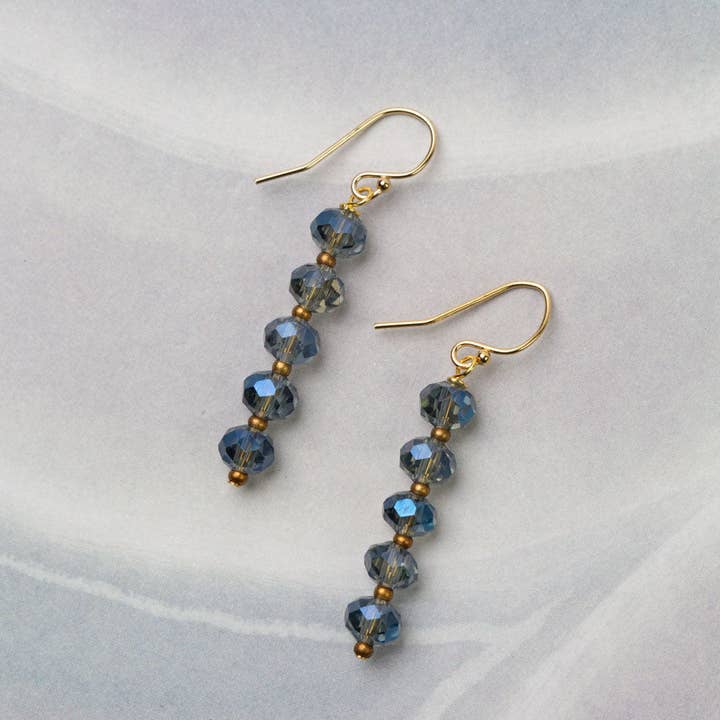 Anne Vaughan Blue Faceted Crystal Simple Earring