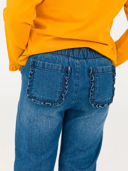 RuffleButts Ruffle Straight Jeans