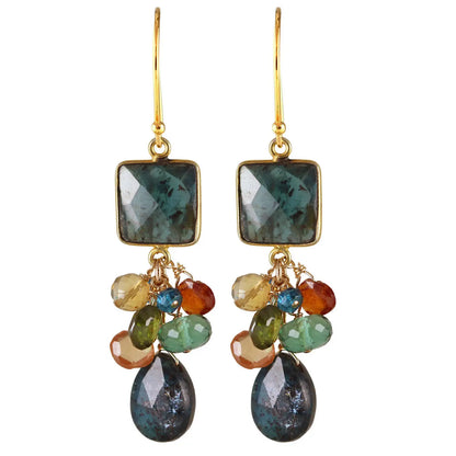 Alicia Van Fleteren Kyanite Link, Quartz, Garnet, Citrine & Zircon Earring