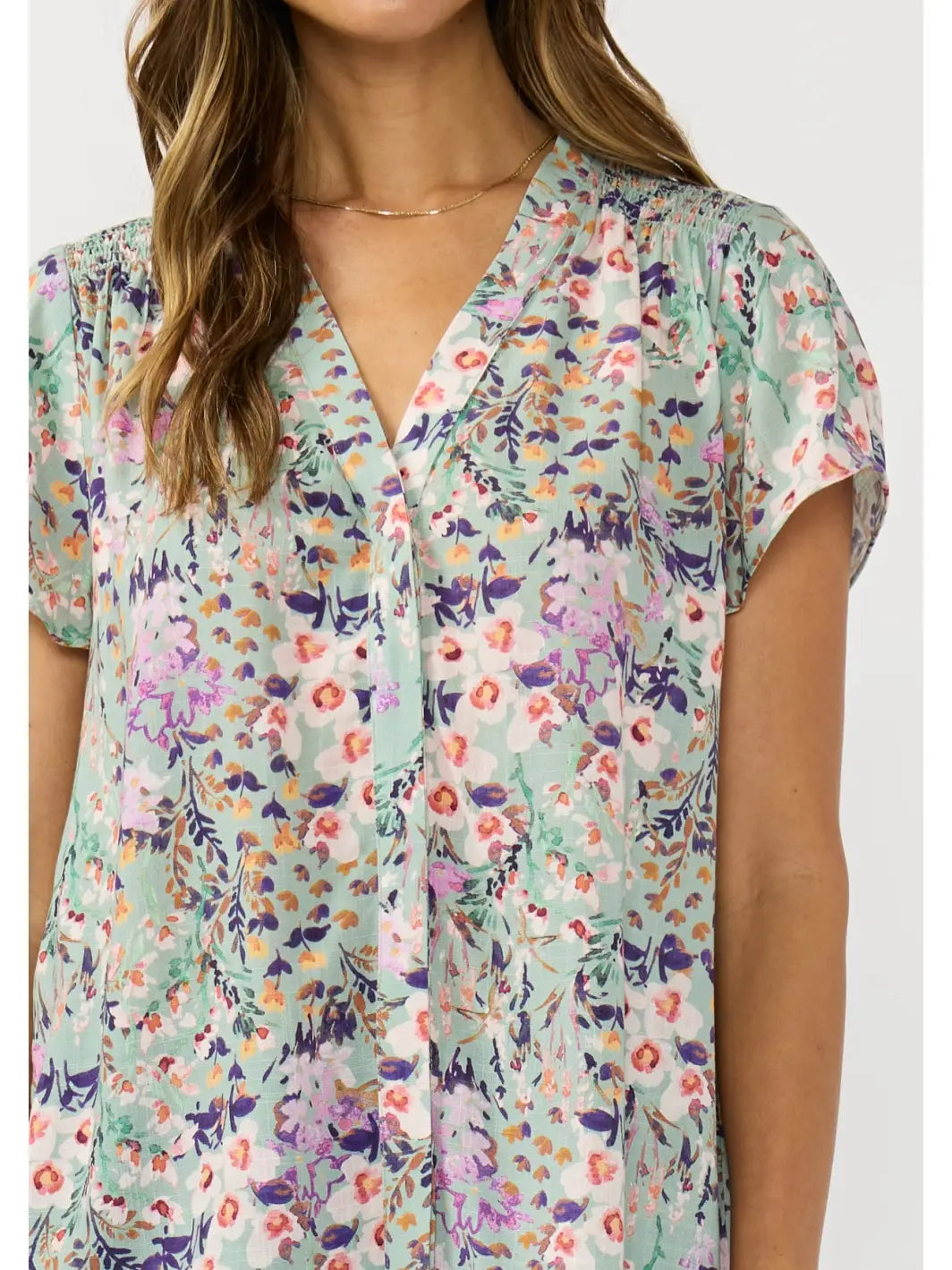 Lovestitch Tops Flutter Sleeve Smocked Top Flutter Sleeve Smocked Top