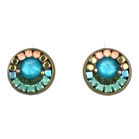 Melizi Jewelry Capri Button Crystal Stud Earrings