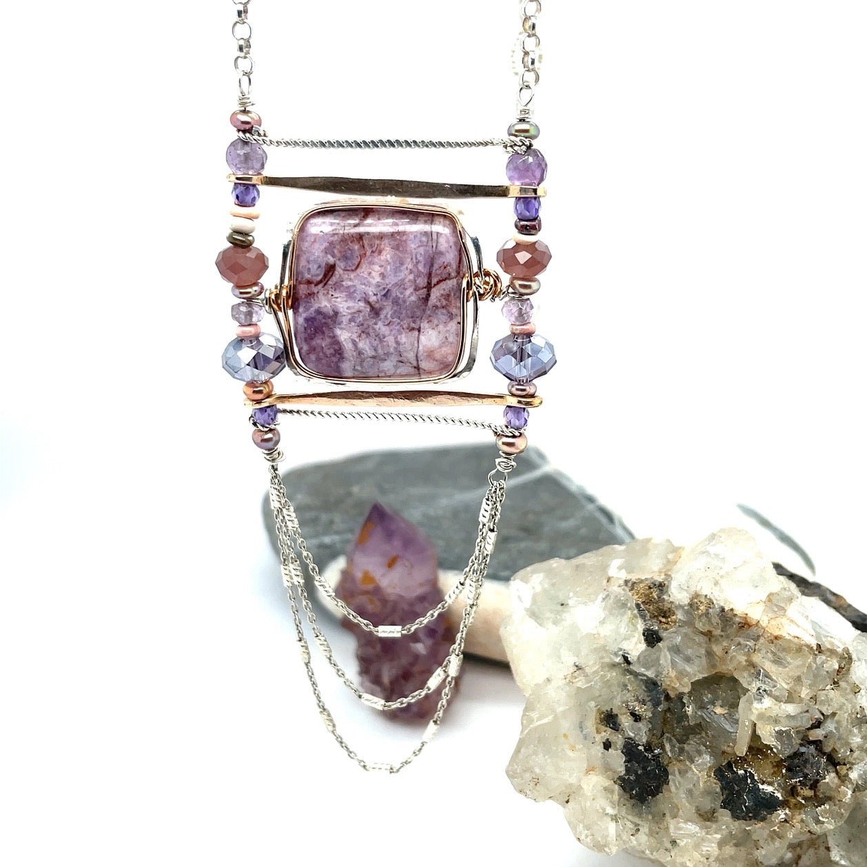 Art By Any Means Lepidolite Ladder Necklace