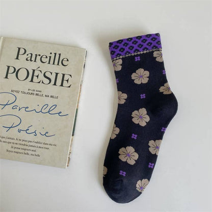 Vibrant Colorful Floral Mid-Calf Socks - Multiple Colors