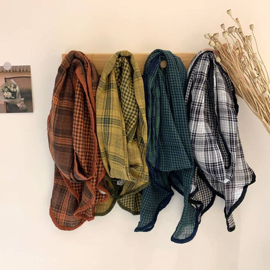 Lightweight Checkered Autumn Scarf - Multiple Colors