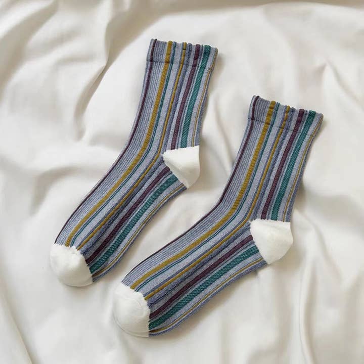 Bohemian Colorblock Striped Socks - Multiple Colors