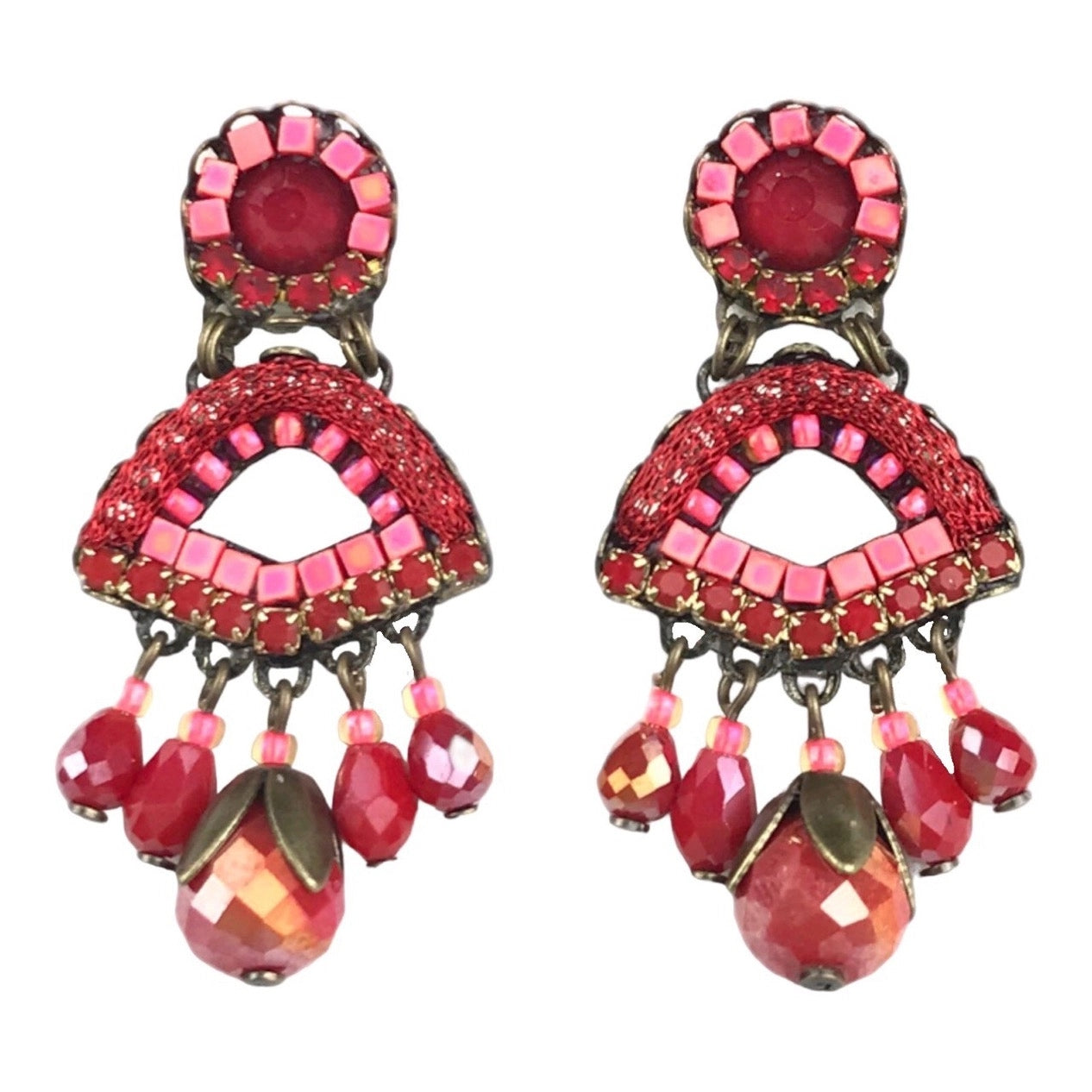 Melizi Jewelry Fan Crystal Earrings - Multiple Colors