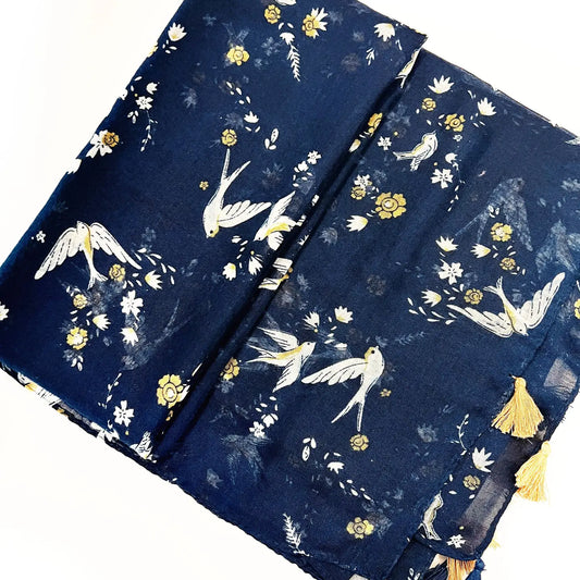 Studio Hop Swallow Bird Tassel Scarf