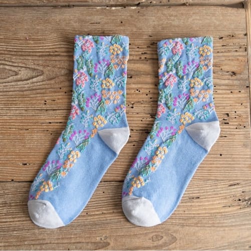 Funkyrel Limited Socks Wild Bloom Texture Crew Socks - Multiple Colors 44705758 Wild Bloom Texture Crew Socks - Multiple Colors
