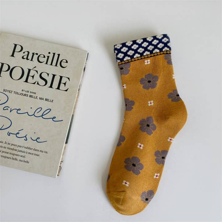 Vibrant Colorful Floral Mid-Calf Socks - Multiple Colors