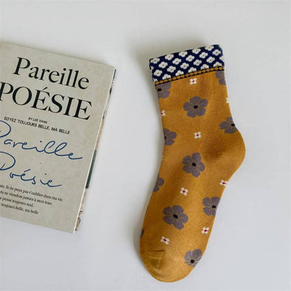 Vibrant Colorful Floral Mid-Calf Socks - Multiple Colors