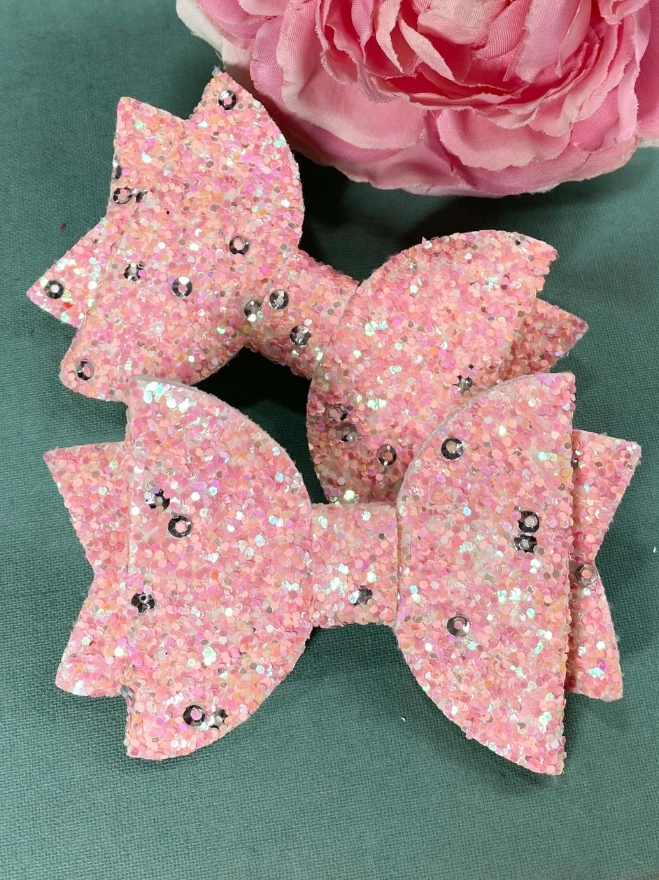 Glitter Bow Clips - Multiple Colors