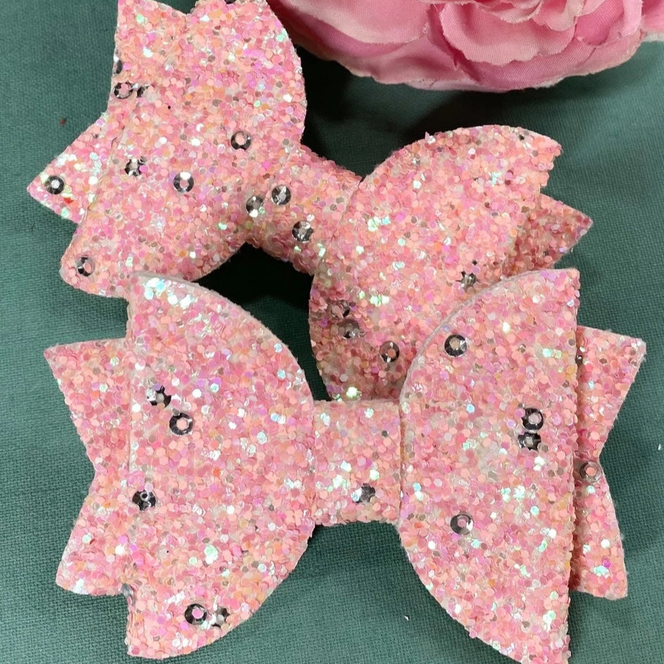 Glitter Bow Clips - Multiple Colors