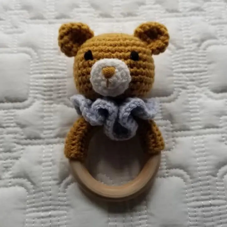 D & C Toys Children's Accessories Crochet & Wood Rattle - Multiple Animals Crochet & Wood Rattle - Multiple Animals