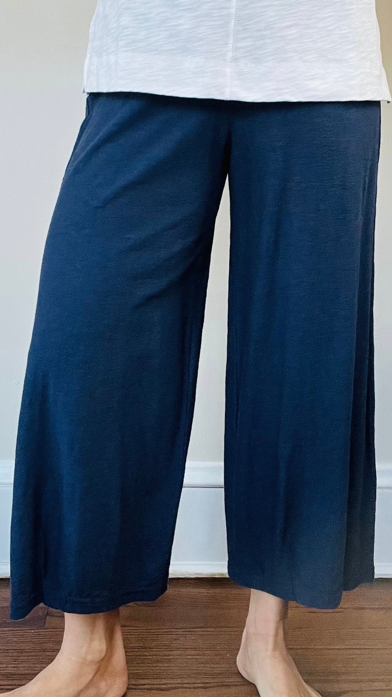 Cut Loose Cotton/Linen Cropped Pant with Darts, Nightsky