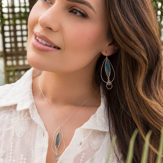 Laura J Designs Necklaces Laura J Designs Silver Labradorite Water Lily Pendant 24899294 Laura J Designs Silver Labradorite Water Lily Pendant