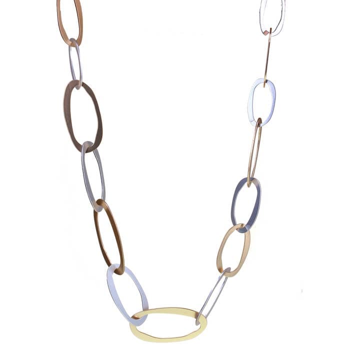Kole Design Necklaces Kole Design Open Link Two-Tone Necklace Kole Design Open Link Two-Tone Necklace